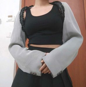 Crop Blazer Pullover Sleeves
