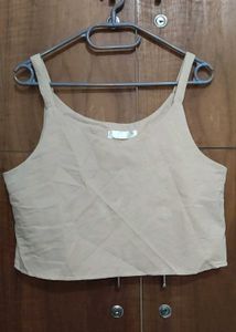 Casual Beige Crop Tank Top