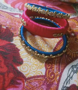 New Silk Thread Bangles Glass