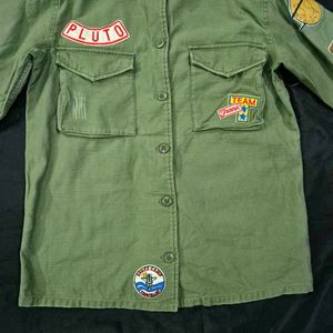 Embroidered Army Green Shirt|vintage|rugged