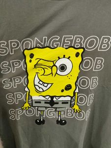 SpongeBob Graphic Oversized Tee – Grey