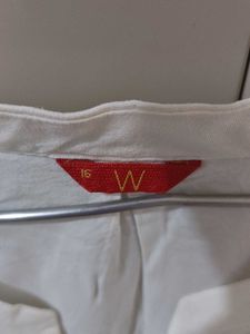 White 3/4 Sleeve Button-Down Top