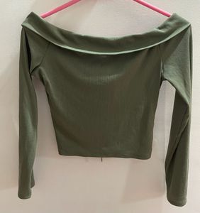 Westside Olive Green Off Shoulder Top
