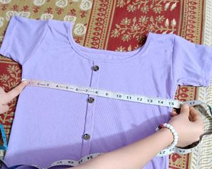 Lilac Button-Down Ribbed Top