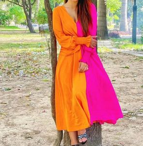 Binate-toned wrap dress
