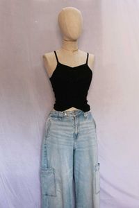 Black Embroidered Cami Top