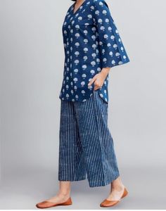 Blue Print & Striped Coord Set | XXL