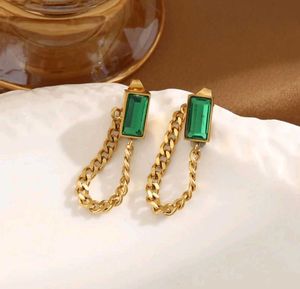 Emerald Chain Earrings