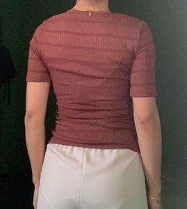 Zara Plunge Neck Quarter Sleeve Top