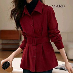 Long Sleeves Belted Corduroy Shirt