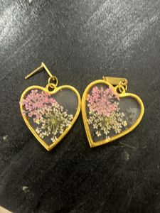 Handmade Floral Heart Drop Earrings