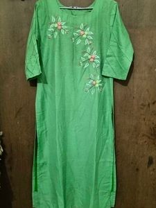 Green Embroidered long Kurta