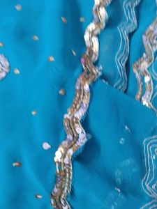 Orange &amp; Blue Sequin Saree