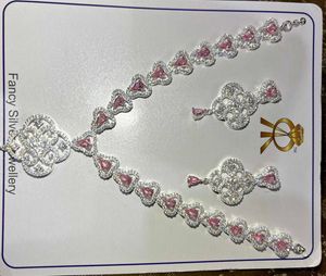 Silver &amp; Pink Crystal Jewelry Set