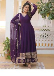 Elegant Purple Anarkali Suit available in all size