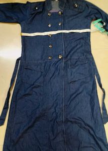 Vintage Style Denim Trench Coat Abaya.