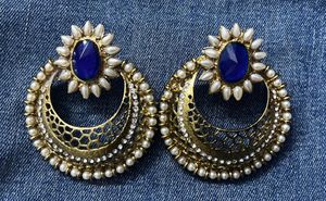 Blue Floral Teardrop Pearl Earrings To Style For u