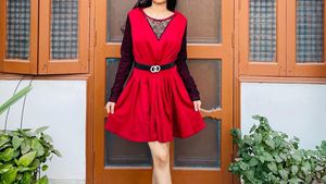 Chic Red Fit &amp; Flare velvet Dress