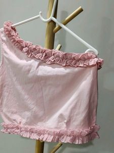 Cute One Shoulder Pink Top