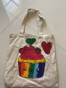 Hand-Painted Cupcake Tote Bag
