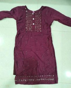 Burgundy Embellished Kurti