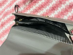 Gray Handbag with Scarf
