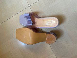 Lavender Bow Heeled Mules