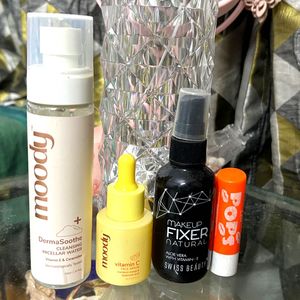4 Items | Makeup Fixer+Micellar Water+ Vit C+ Lip
