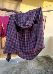 Checkered Flannel Hoodie Shirt