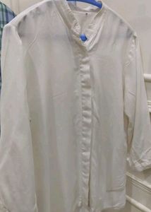 White Mandarin Collar Shirt