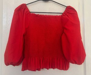 Red Puff Sleeve Top