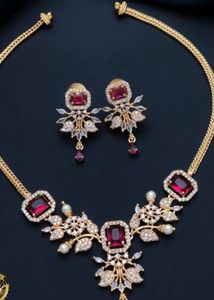 Red Stone Necklace Earring Set