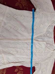 White Chickenkari Kurti