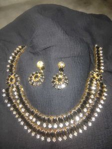 Elegant Black Stone Necklace & Earring Set