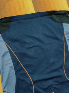 White PIA Men Blue Front Zip Sport Tshirt