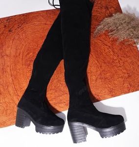Black Thigh High Platform Boots