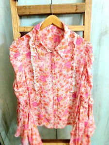 Floral Ruffle Sleeve Blouse size-46