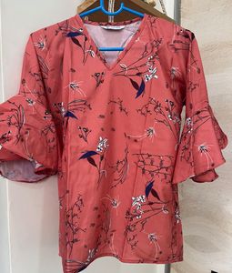 Peach-coral Coloured Tunic Top