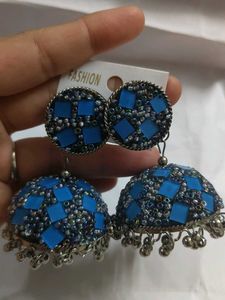 Blue Jhumka Earrings