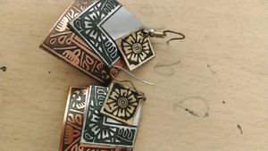 Etched Metal Square Earrings