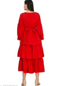 Red Ruffled Midi Dress