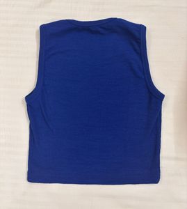 Blue Ribbed Crop Tank Top