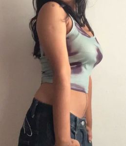 Newme Olive Abstract Print Tank Top