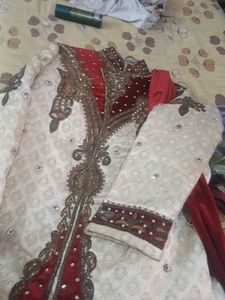 Wedding Kurta With Dupatta and Maroon Pajami