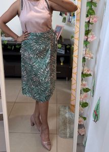 Satin Knee Length Skirt