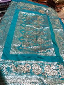 Teal Banarasi Silk Saree