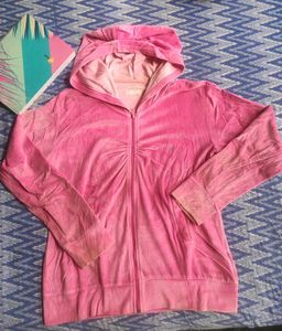 Pink Velvet Zip-Up Hoodie