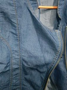 Denim Vest with Asymmetrical Zipper