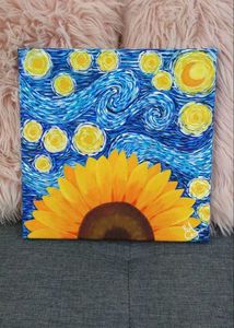 Starry Night Scene And Sunflower