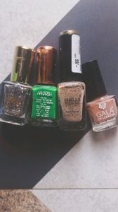 Beautiful nude shade and sparkle nail paints